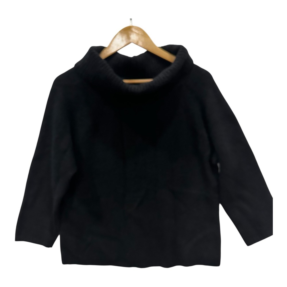 Vtg Rafaella Black Angora Lambswool Cowl Neck Sweater Womens XL Pullover Soft